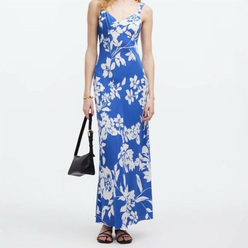 Madewell Blue and White Floral Midi Dress